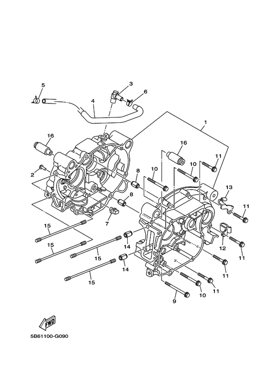 Yamaha 5HV-E6346-00 Hook, Spring — shown on the Crankcase parts diagram