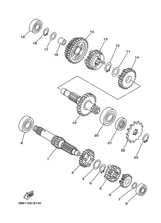 Yamaha 93306-204YC Bearing — shown on the Transmission parts diagram