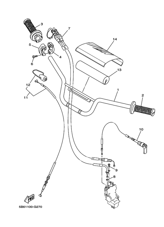 Yamaha 5B6-26331-00 Cable, Starter 1 — shown on the Steering Handle & Cable parts diagram