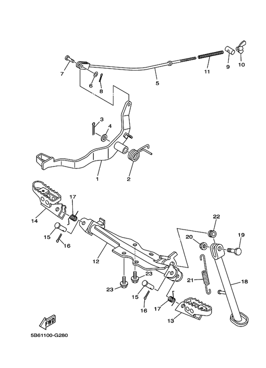 Yamaha 90508-20007 Spring, Torsion — shown on the Stand & Footrest parts diagram
