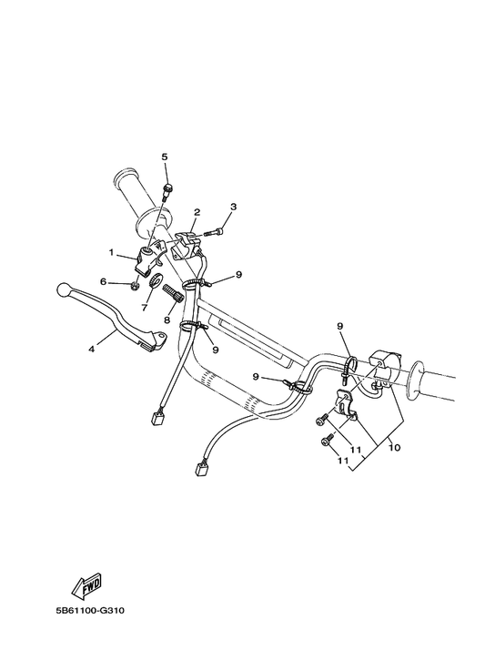 Yamaha 5B6-83945-00 Bolt, Lever — shown on the Handle Switch & Lever parts diagram
