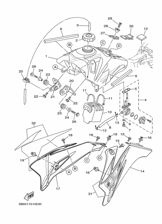 Yamaha 1P6-24512-00 . Gasket — shown on the Fuel Tank parts diagram