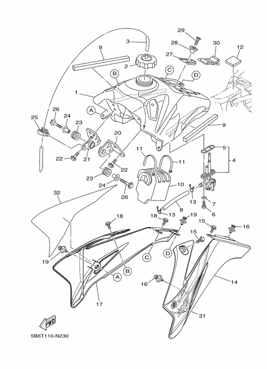 Yamaha 5B6-24245-00 Graphic, Fuel Tank 2 — shown on the Fuel Tank parts diagram
