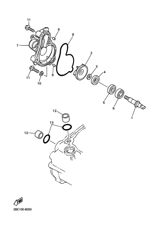 Yamaha 5BE-12439-00 O-Ring — shown on the Water Pump parts diagram