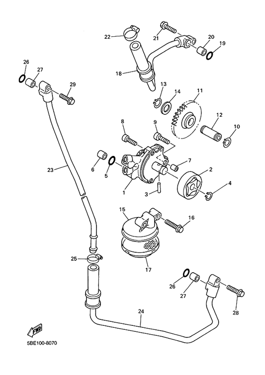 Yamaha 5BE-13300-10 Oil Pump Assy — shown on the Oil Pump parts diagram