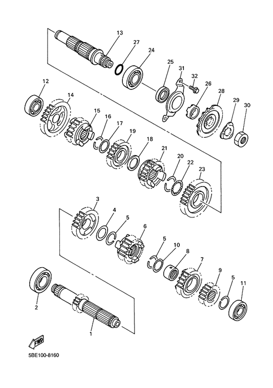 Yamaha 5BE-17241-10 Gear, 4Th Wheel — shown on the Transmission parts diagram