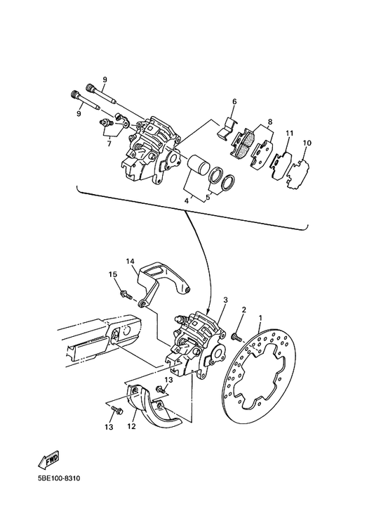 Yamaha 4GY-W0046-00 . Brake Pad Kit 2 — shown on the Rear Brake Caliper parts diagram