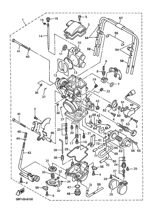 Yamaha 3TJ-1494F-23 . Jet — shown on the Carburetor parts diagram
