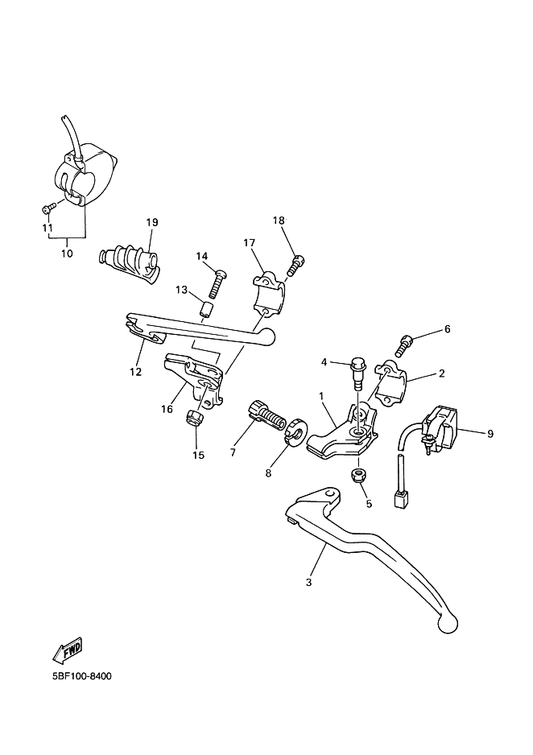 Yamaha 90123-08090 Bolt — shown on the Handle Switch & Lever parts diagram