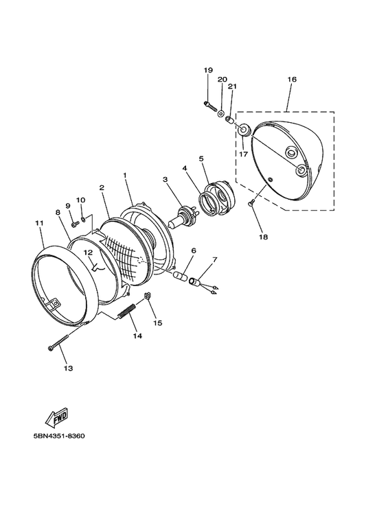 Yamaha 5KS-84330-00 Body Assy — shown on the Headlight parts diagram