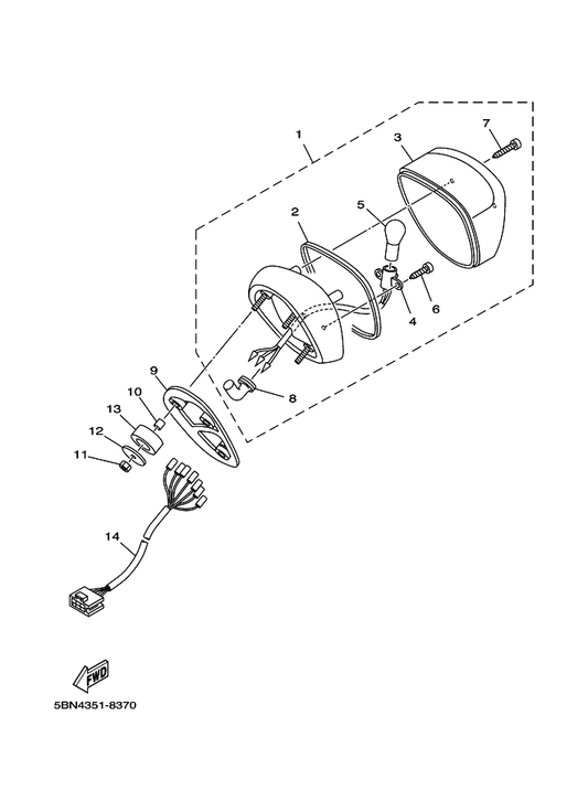 Yamaha 4NK-84527-01 Damper — shown on the Taillight parts diagram