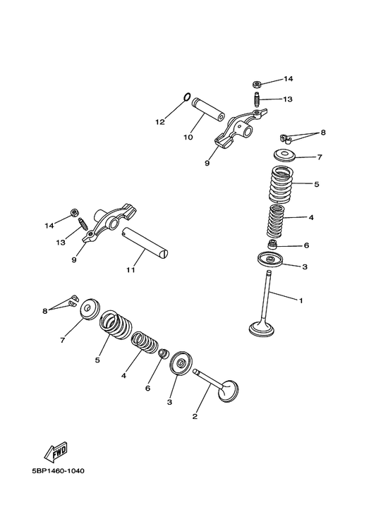Yamaha 11H-12114-00 Spring, Valve Outer — shown on the Valve parts diagram