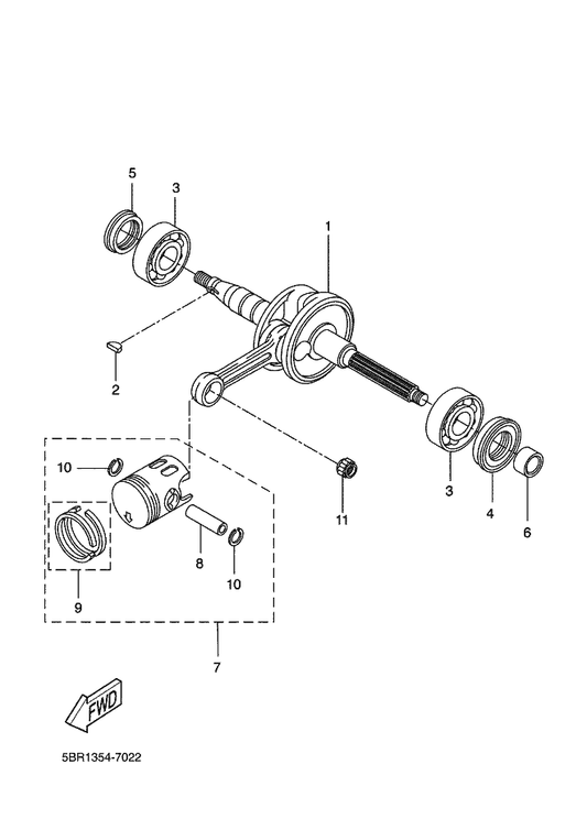 Yamaha 5PE-E1605-10 . Piston Ring Set (0.50Mm O/S) — shown on the Crankshaft & Piston parts diagram