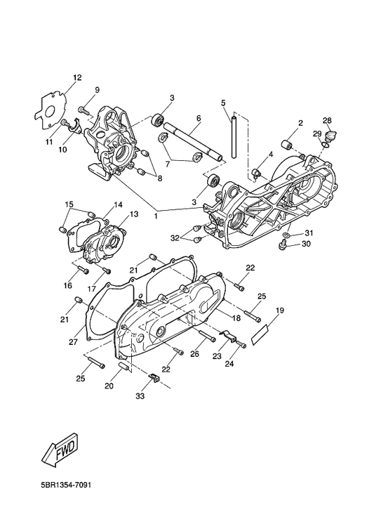 Yamaha 3VL-E5461-00 Gasket, Crankcase Cover 2 — shown on the Crankcase parts diagram