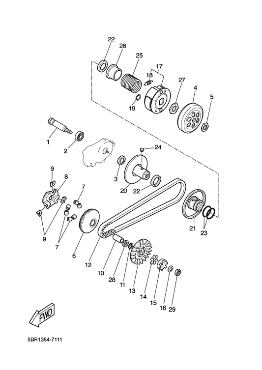 Yamaha 5HE-E6626-00 . Spring, Clutch Weight 1 — shown on the Clutch parts diagram