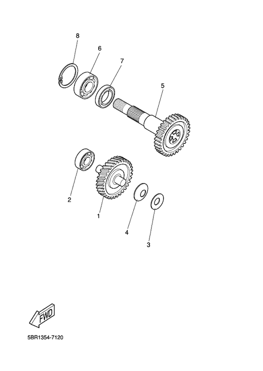 Yamaha 3VL-E7410-00 Main Axle Comp. — shown on the Transmission parts diagram
