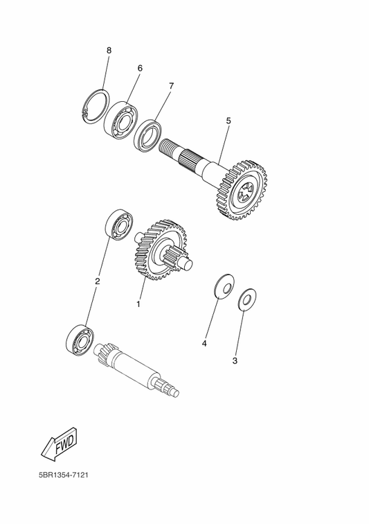Yamaha 3WT-E7410-00 Main Axle Comp. — shown on the Transmission parts diagram