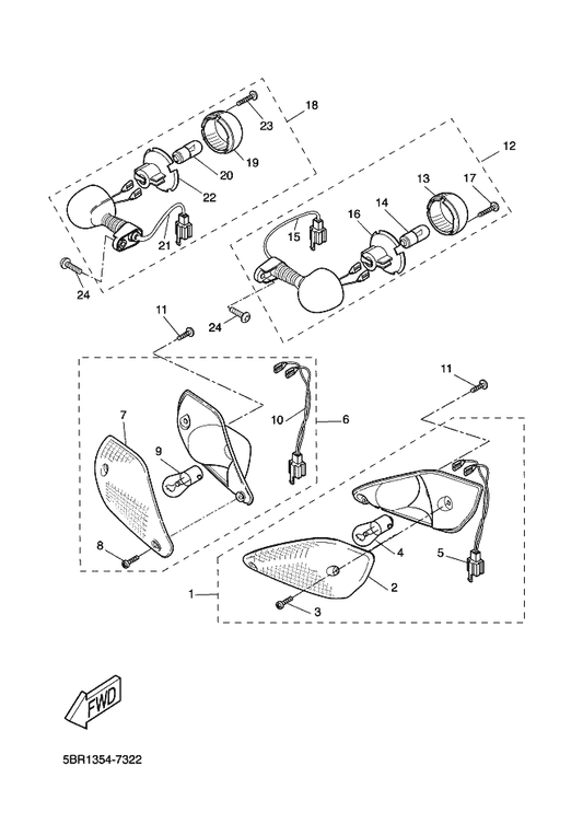 Yamaha 5BR-H331N-00 . Wire, Lead — shown on the Flasher Light parts diagram