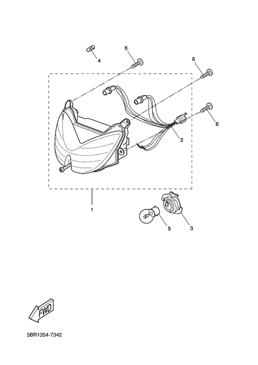 Yamaha 5BR-H4320-01 Lens Assy — shown on the Headlight parts diagram