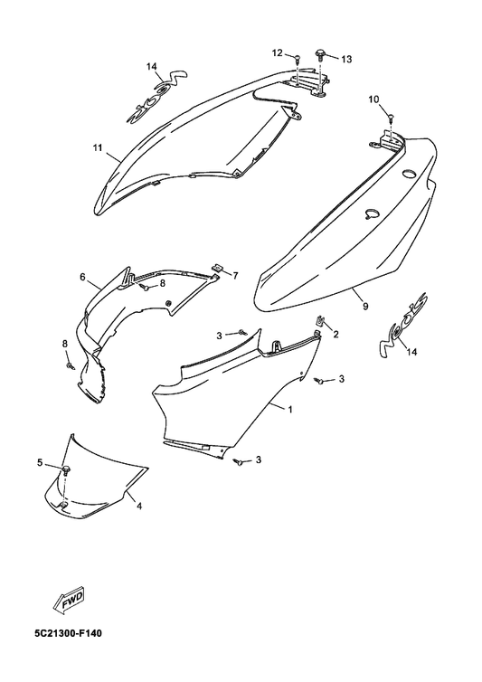 Yamaha 5C2-F1731-00-PK Cover, Side 3 — shown on the Side Cover parts diagram
