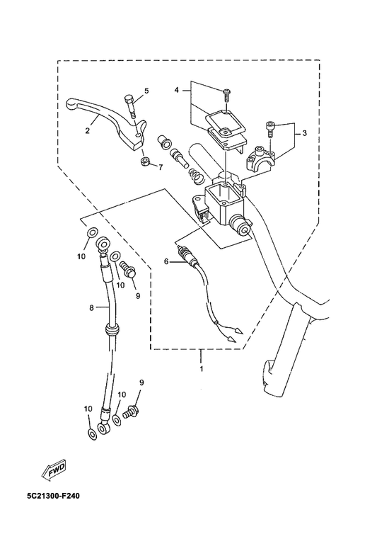 Yamaha 5C2-F583T-01 Master Cylinder Assy — shown on the Front Master Cylinder parts diagram