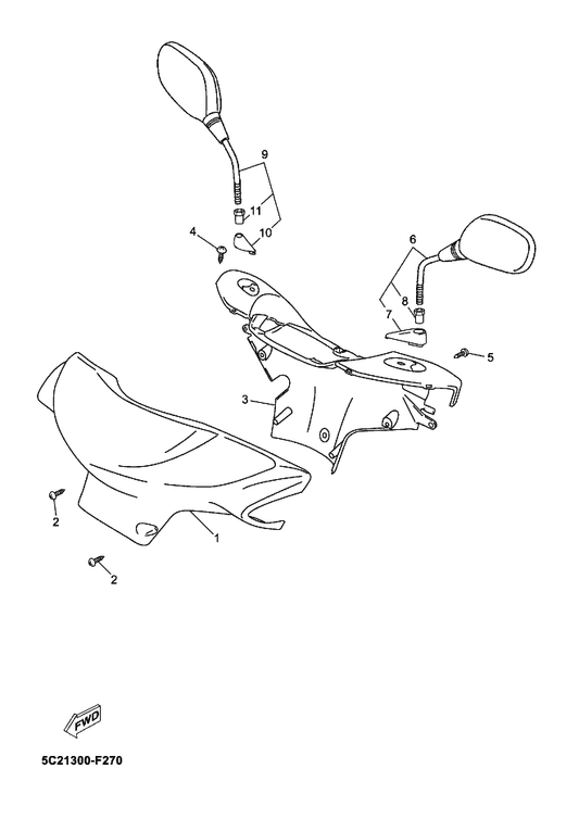 Yamaha 5C2-F6145-10 Cover,Hand,Upper 2(0582,Mbl2) — shown on the Cowling 1 parts diagram