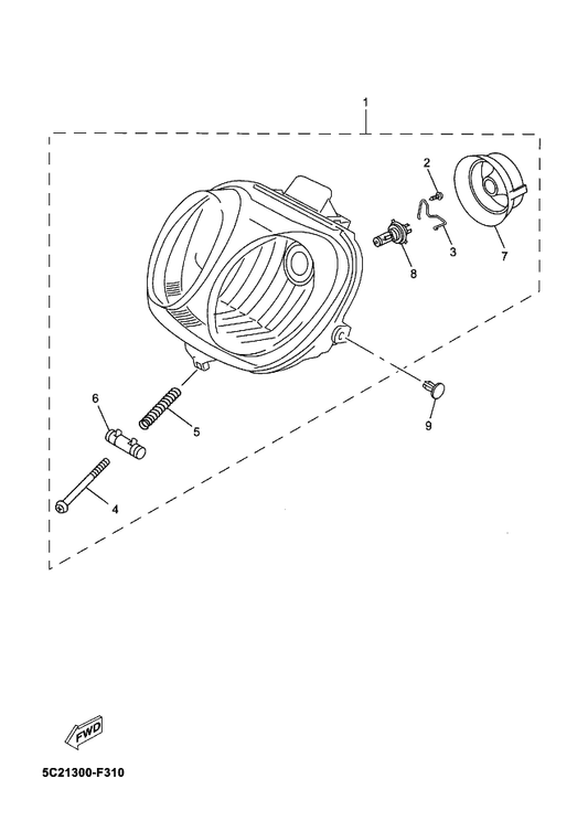 Yamaha 5C2-H4310-20 Headlight Unit Assy — shown on the Headlight parts diagram