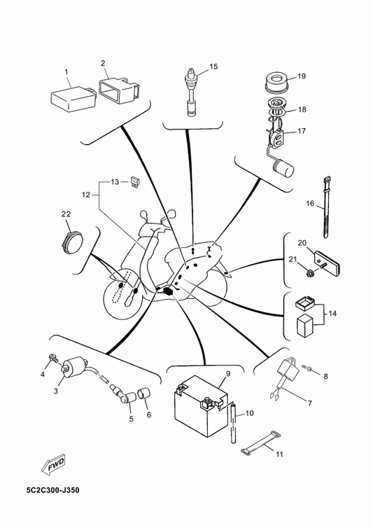 Yamaha 5C2-H5752-10 Sender Unit Assy, Fuel Meter — shown on the Electrical 2 parts diagram