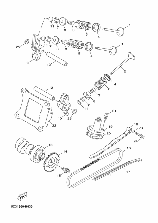 Yamaha 5ST-E2111-01 Valve, Intake — shown on the Valve parts diagram