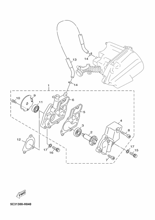 Yamaha 5ST-E2428-01 . Gasket, Housing Cover 2 — shown on the Water Pump parts diagram