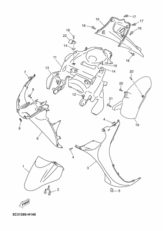 Yamaha 5C2-F8345-00-P7 Mole 1 — shown on the Fender parts diagram