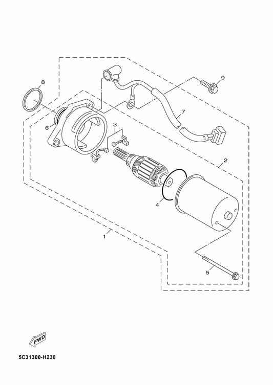 Yamaha 90202-26800 Washer, Plate — shown on the Starting Motor parts diagram