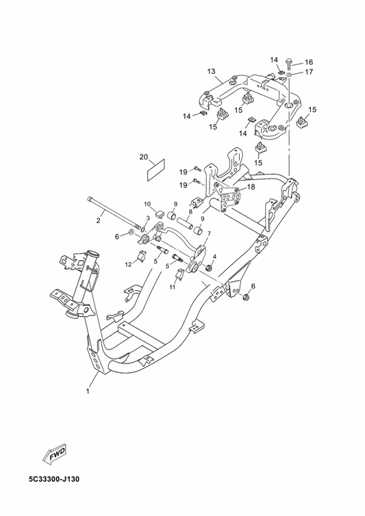 Yamaha 5C3-F1274-00 Bracket, C.D.I. Unit — shown on the Frame parts diagram