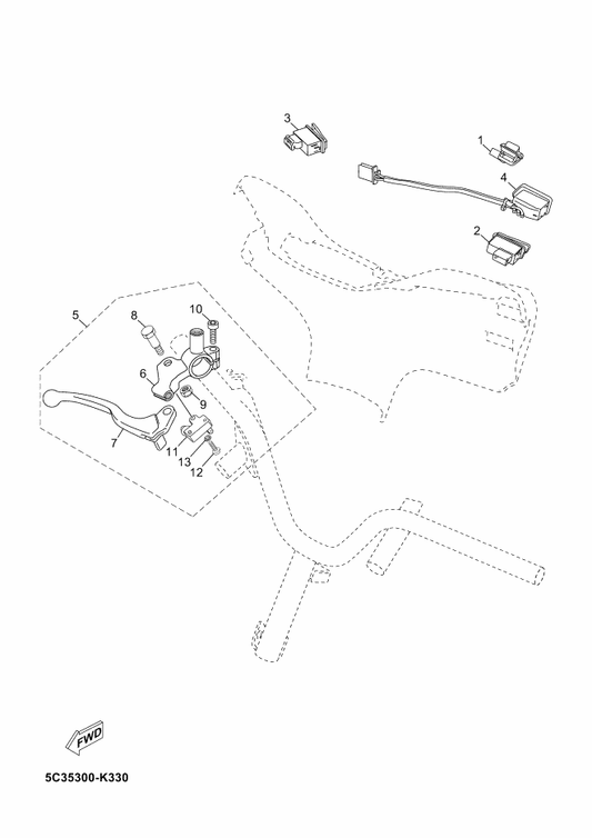 Yamaha 5C3-H3922-00 . Lever 2 — shown on the Handle Switch & Lever parts diagram