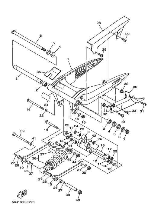 Yamaha 90101-12018 Bolt — shown on the Rear Arm & Suspension parts diagram