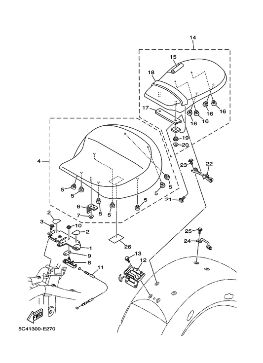 Yamaha 1D7-24710-01 Single Seat Assy — shown on the Seat parts diagram