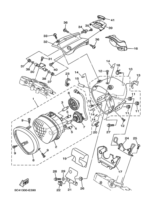 Yamaha 90387-06175 Collar — shown on the Headlight parts diagram