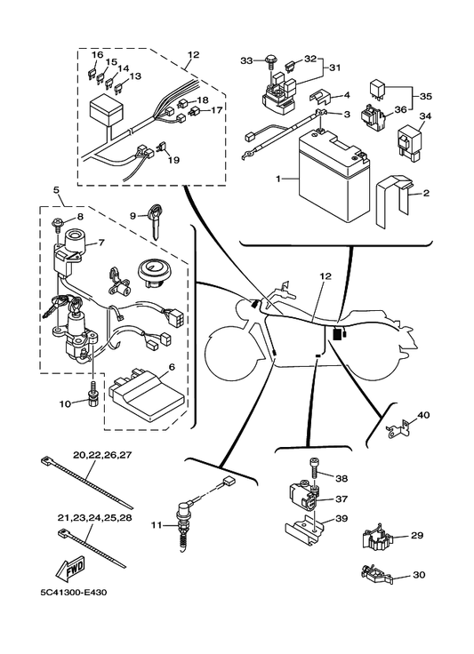 Yamaha 1D7-82116-00 Wire, Minus Lead — shown on the Electrical 2 parts diagram