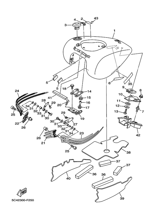 Yamaha 1D7-YK241-00-P5 Fuel Tank Comp. — shown on the Fuel Tank parts diagram