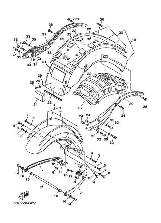 Yamaha 1D7-21541-00 Damper 1 — shown on the Fender parts diagram