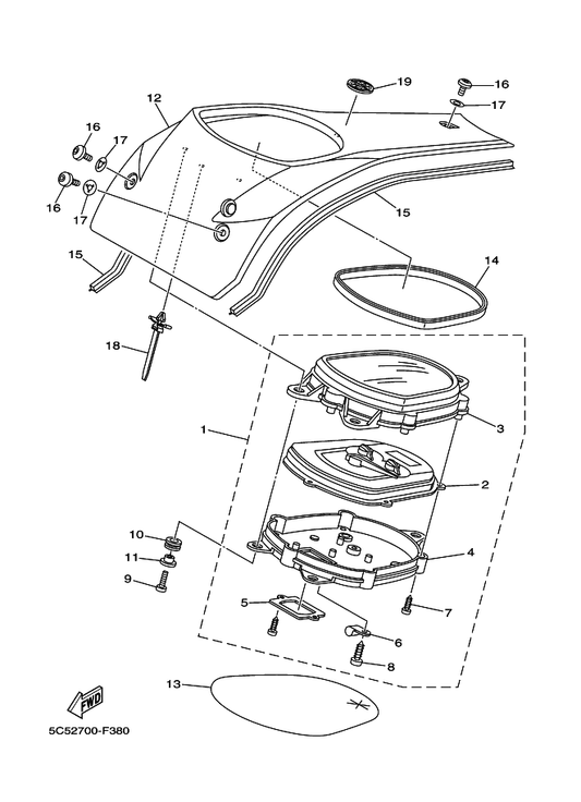 Yamaha 1D7-8359B-00 Emblem 3D — shown on the Meter parts diagram