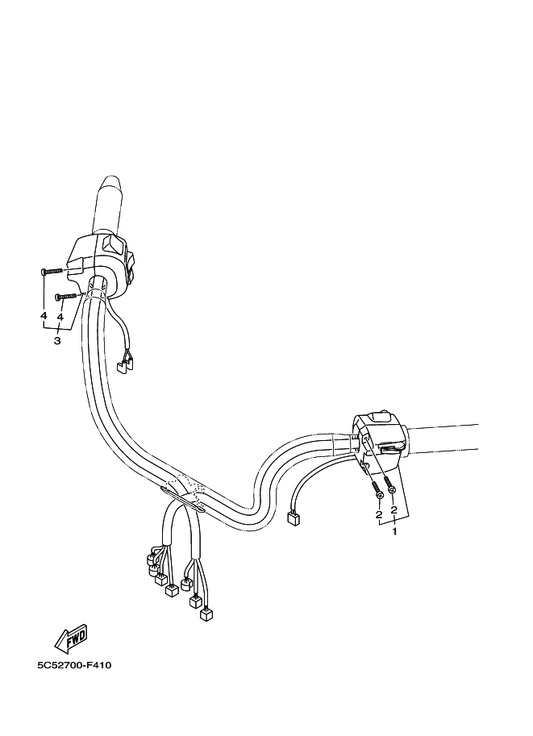 Yamaha 5C4-83972-11 Switch, Handle 4 — shown on the Handle Switch & Lever parts diagram