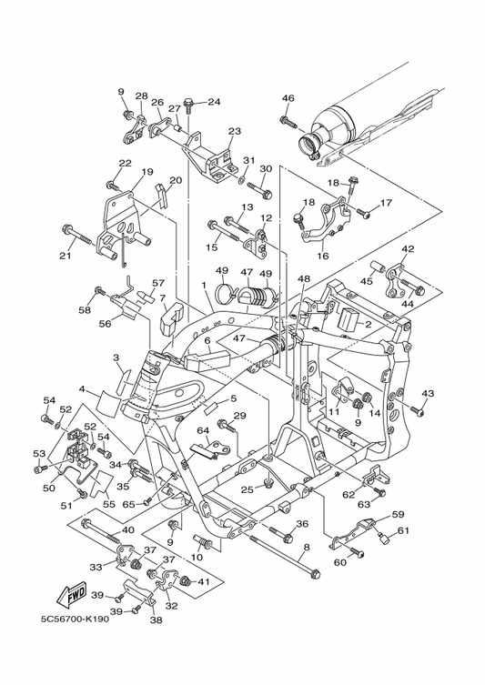 Yamaha 1D7-27114-00 . Stopper, Main Stand — shown on the Frame parts diagram
