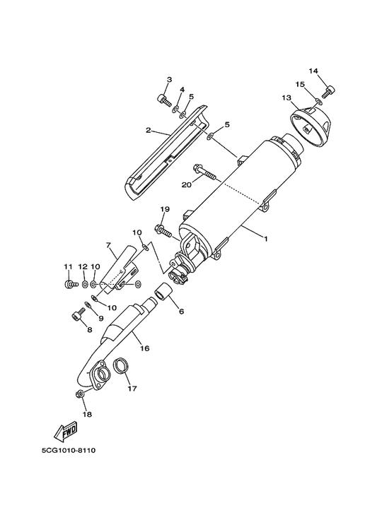 Yamaha 5CG-14708-00 Protector Assy — shown on the Exhaust parts diagram