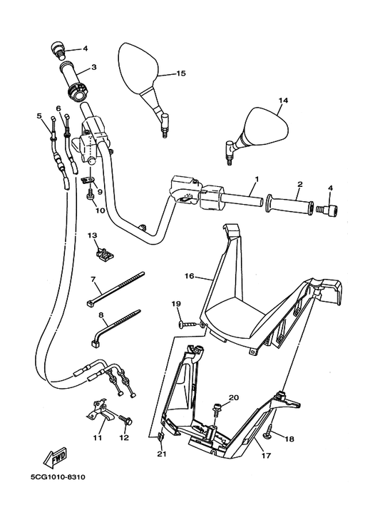 Yamaha 4HC-26312-02 Cable, Throttle 2 — shown on the Steering Handle & Cable parts diagram