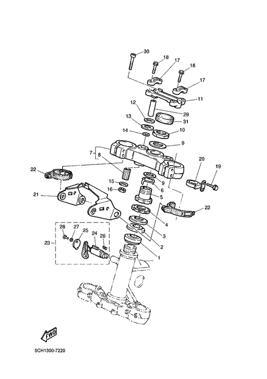 Yamaha 90202-14077 Washer, Plate — shown on the Steering parts diagram