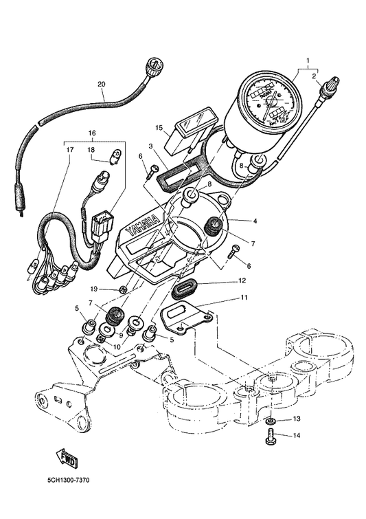 Yamaha 90387-06X00 Collar — shown on the Meter parts diagram