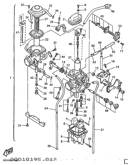 Yamaha 7KF-14394-00 . Valve, Drain — shown on the Carburetor parts diagram