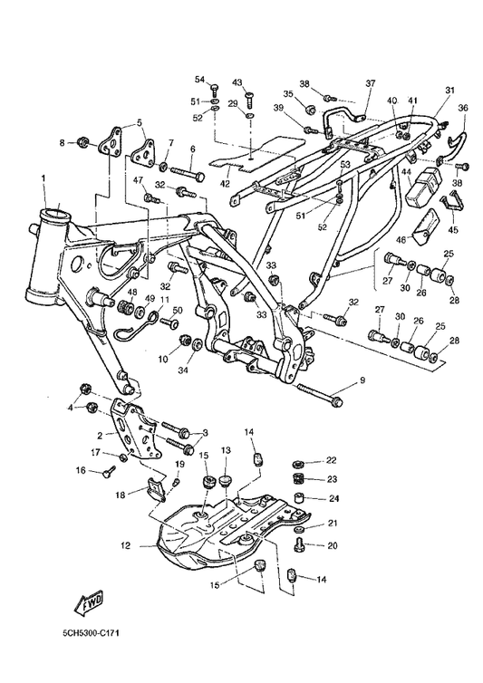 Yamaha 9290L-06200 Washer — shown on the Frame parts diagram