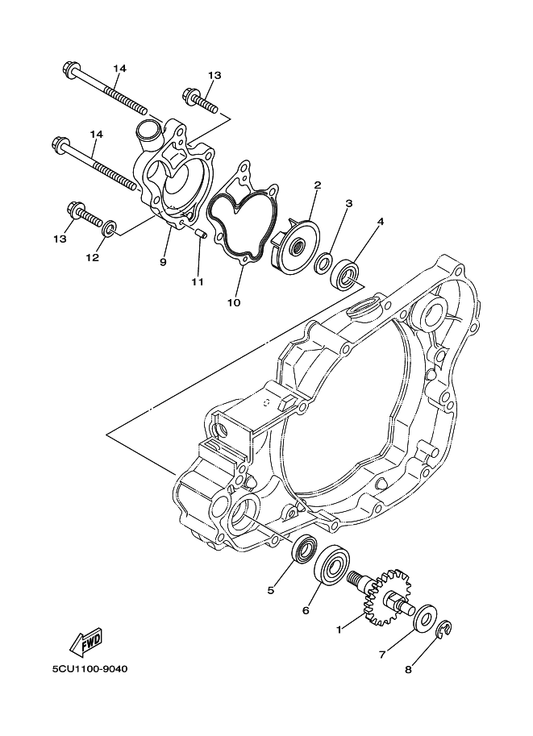 Yamaha 5XF-12428-00 Gasket, Housing Cover 2 — shown on the Water Pump parts diagram